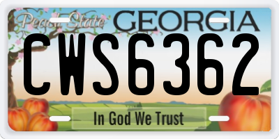 GA license plate CWS6362