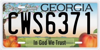 GA license plate CWS6371
