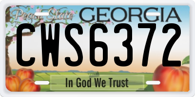 GA license plate CWS6372