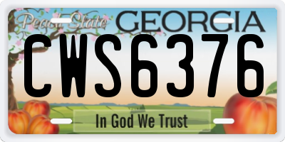 GA license plate CWS6376