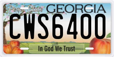 GA license plate CWS6400