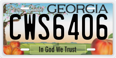 GA license plate CWS6406
