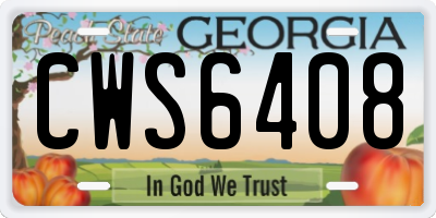 GA license plate CWS6408