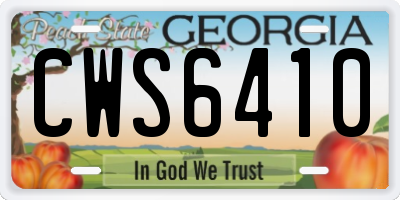 GA license plate CWS6410
