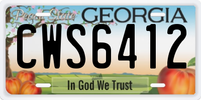 GA license plate CWS6412