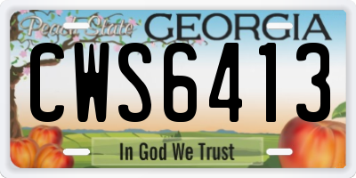 GA license plate CWS6413