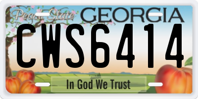 GA license plate CWS6414