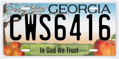 GA license plate CWS6416