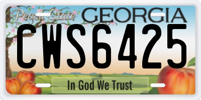 GA license plate CWS6425