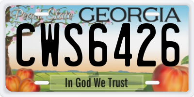 GA license plate CWS6426