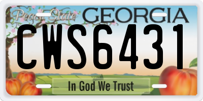 GA license plate CWS6431