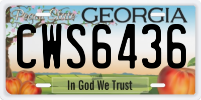 GA license plate CWS6436