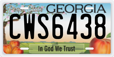 GA license plate CWS6438
