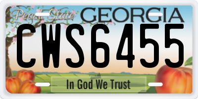 GA license plate CWS6455