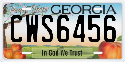 GA license plate CWS6456