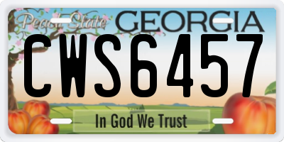 GA license plate CWS6457