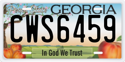 GA license plate CWS6459