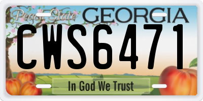 GA license plate CWS6471