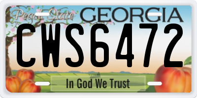 GA license plate CWS6472
