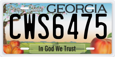 GA license plate CWS6475