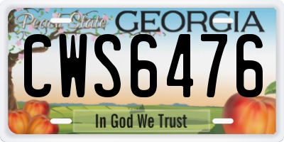 GA license plate CWS6476