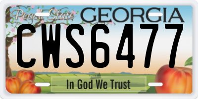 GA license plate CWS6477