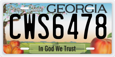 GA license plate CWS6478