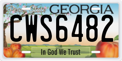 GA license plate CWS6482