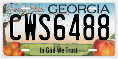GA license plate CWS6488
