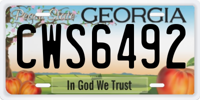 GA license plate CWS6492