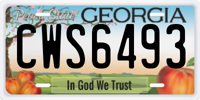 GA license plate CWS6493