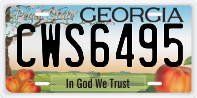 GA license plate CWS6495
