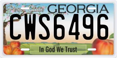 GA license plate CWS6496