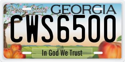 GA license plate CWS6500
