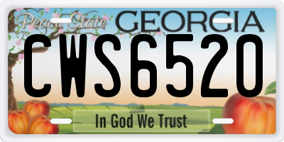 GA license plate CWS6520