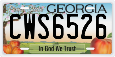 GA license plate CWS6526