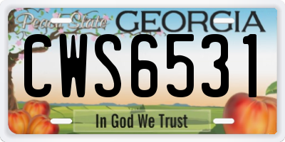 GA license plate CWS6531