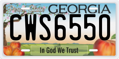 GA license plate CWS6550