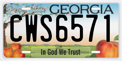 GA license plate CWS6571