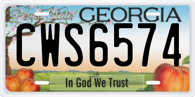GA license plate CWS6574