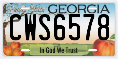 GA license plate CWS6578