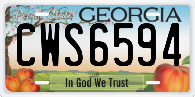GA license plate CWS6594