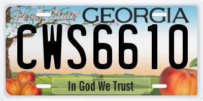 GA license plate CWS6610