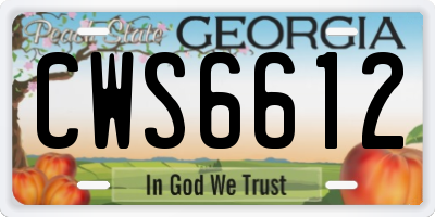 GA license plate CWS6612