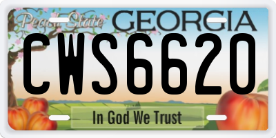 GA license plate CWS6620