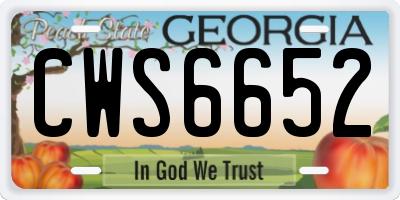 GA license plate CWS6652