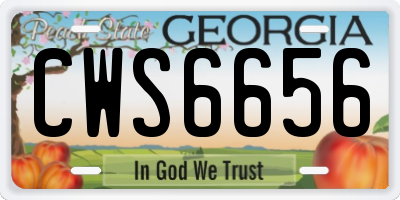 GA license plate CWS6656