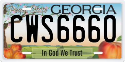 GA license plate CWS6660