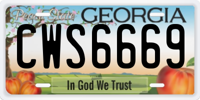 GA license plate CWS6669
