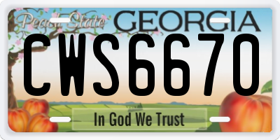 GA license plate CWS6670